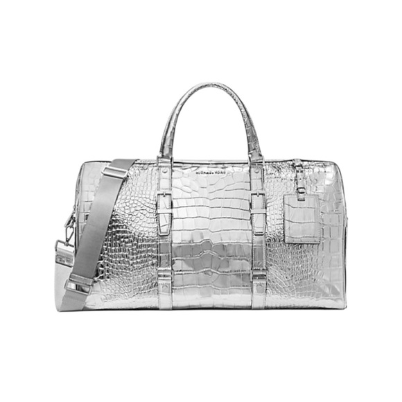 RESERVED! NWT Michael Kors Bedford Extra-Large Metallic Crocodile Weekender Bag - Picture 1 of 3